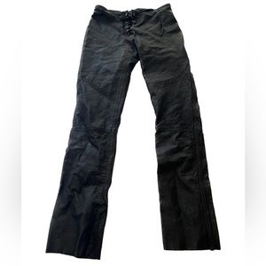 Vintage black leather lace up pants